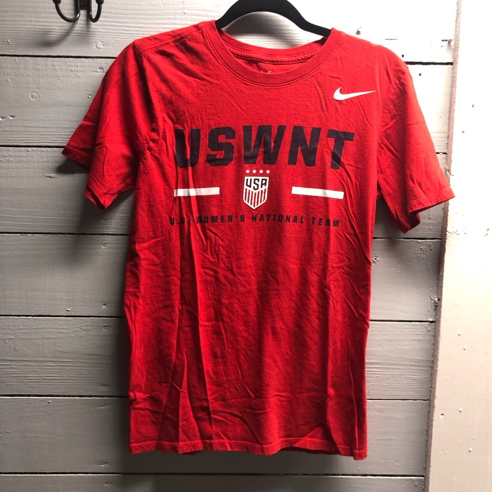 Nike Womens Short Sleeve National Swimming Team Graphic Tee Red and White Small